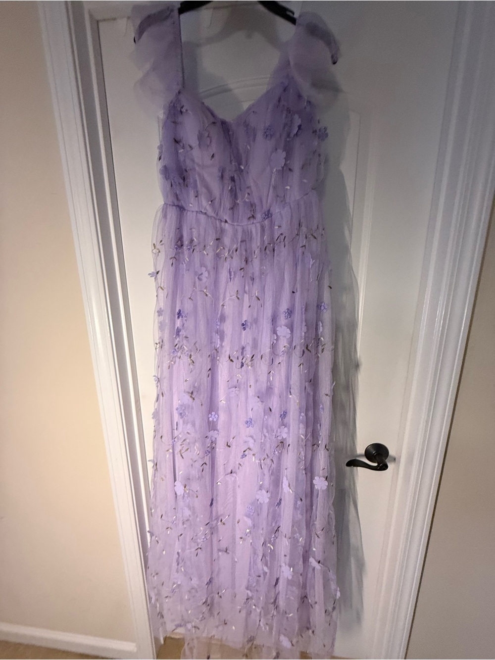 SHEIN Lavender Floral Tulle Wedding Dress